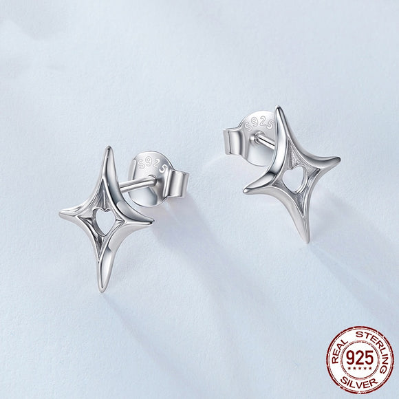 Aretes de Plata Esterlina 925 con Diseño de Estrella Hueca Personalizable Estilo Moderno