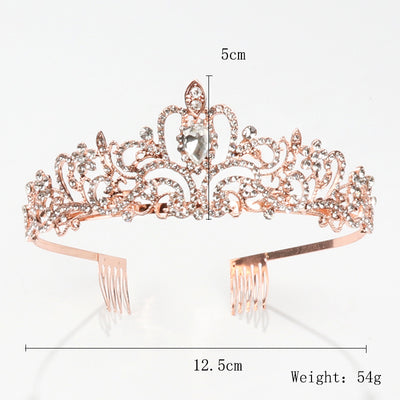 Corona Tiara Princesa con Peine de Diamantes para Novia y Fiestas - Image 7
