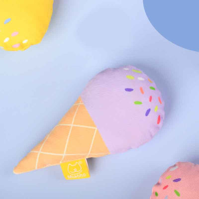 Yellow ice cream cone catnip toy with colorful sprinkles, made from thick flannel and PP cotton. - Image 4