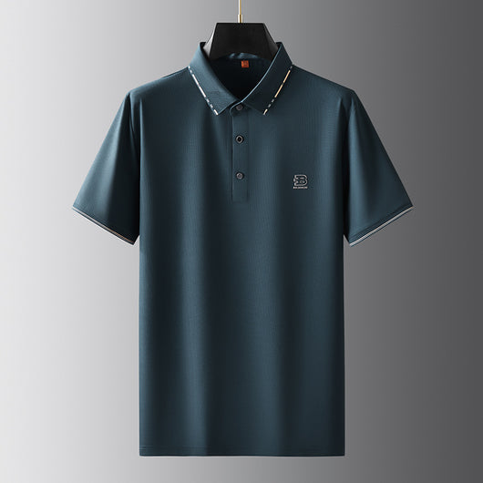 Polo Oversize de Seda Helada para Hombre - Manga Corta con Solapa Relajada - Image 17