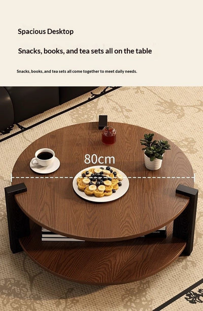 Mesa de Centro Circular en Nogal Negro - Diseño Clásico Madera Maciza - Image 9