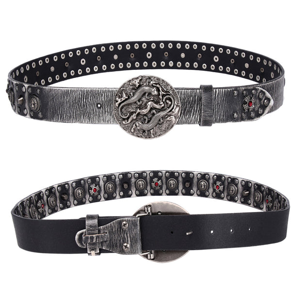 Cinturón de Cuero para Hombre Punk Remaches - Estilo y Durabilidad