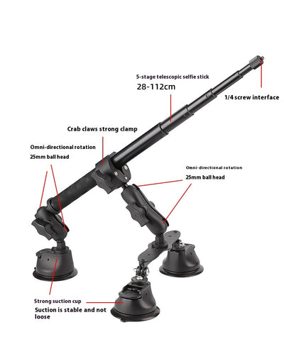 Soporte Panorámico con Ventosa para Cámara y Raqueta en Techo de Auto - Image 11
