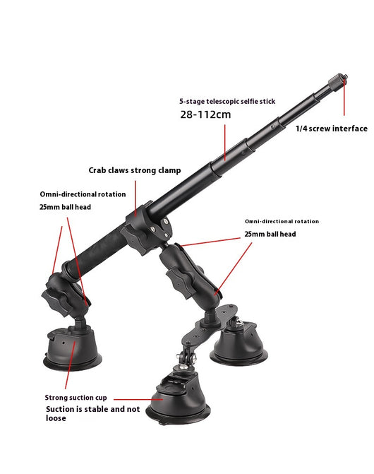 Soporte Panorámico con Ventosa para Cámara y Raqueta en Techo de Auto - Image 11