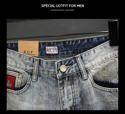 Pantalones Cortos Denim Rotos con Dobladillo Fuzzy - Estilo Retro Trendy para Hombre - Image 9