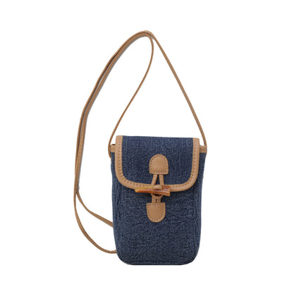 Bolsa Mensajera de Mezclilla Vertical con Botón de Cuerno para Celular Mujer - Image 5