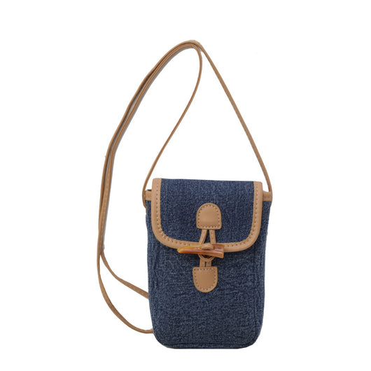 Bolsa Mensajera de Mezclilla Vertical con Botón de Cuerno para Celular Mujer - Image 5