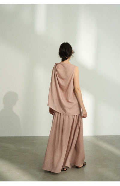 Falda Plisada Tencel Lino Efecto Desteñido con Volumen - Elegancia Moderna para Mujer - Image 33