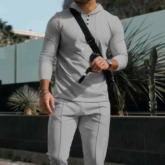 Conjunto de Sudadera y Pantalón Texturizado con Capucha - Estilo Europeo Moderno - Image 3