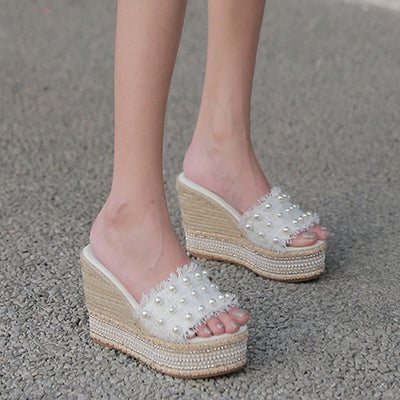 Pantuflas de Espuma con Detalles de Strass y Cuerda de Cáñamo para Mujer - Image 9
