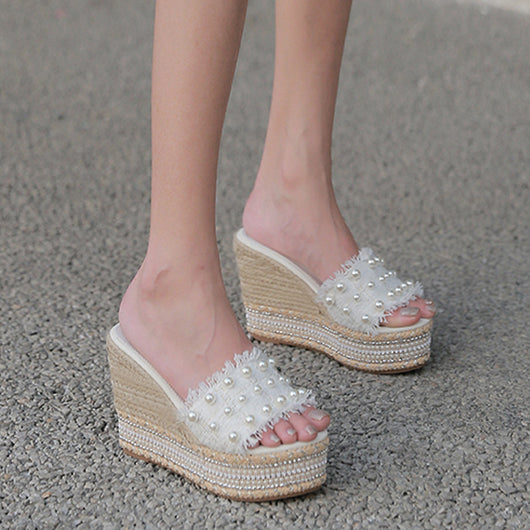 Pantuflas de Espuma con Detalles de Strass y Cuerda de Cáñamo para Mujer - Image 9