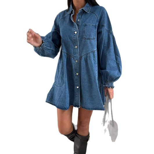 Vestido Camisero Denim Manga Larga - Image 5