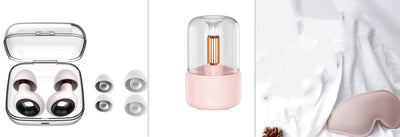 White cylindrical aroma diffuser with a clear top and an amber candlelight-effect LED light. - Image 9