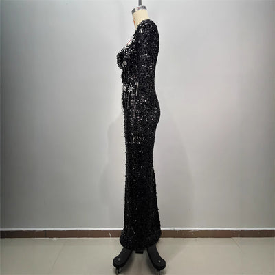 Vestido Largo de Lentejuelas Ajustado para Mujer - Image 4