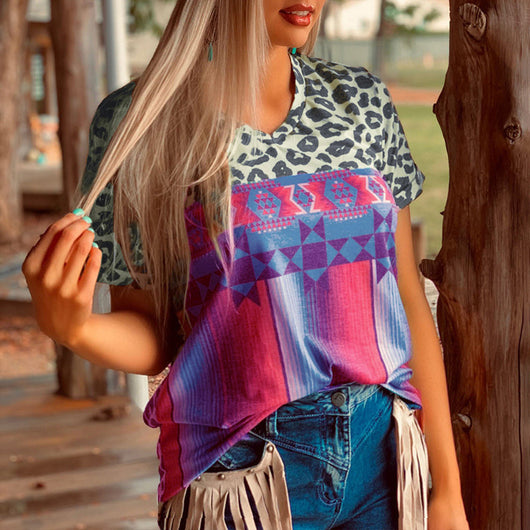 Camiseta Estampado Leopardo Manga Corta para Mujer - Image 11