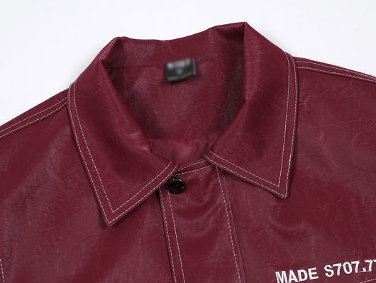 Chaqueta de Cuero PU con Costuras de Diseño y Solapa - Image 12