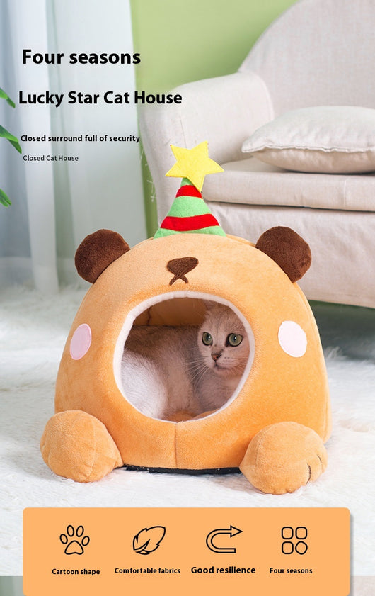 Cama Gato Estrella de la Suerte - Nido Cálido para Todas las Estaciones - Image 15