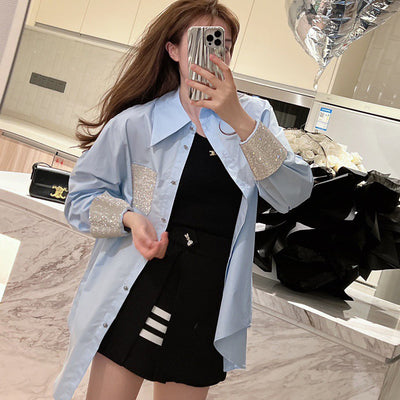 Blusa Azul para Mujer con Puños Reforzados - Casual y Profesional - Image 9
