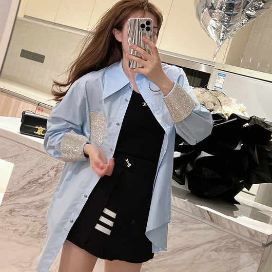 Blusa Azul para Mujer con Puños Reforzados - Casual y Profesional - Image 9