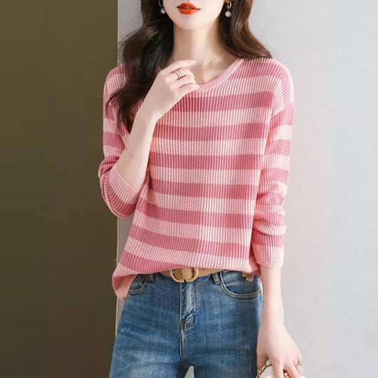 Blusa Holgada Rayas Manga Larga Estilo Occidental para Mujer - Image 5