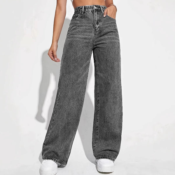Jeans Sueltos Desteñidos Estilo Retro Casual Versátil