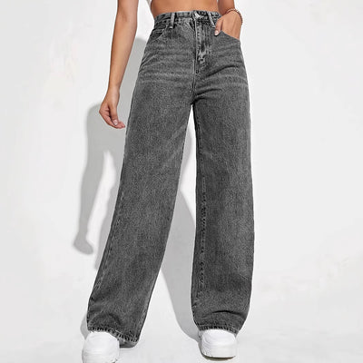 Jeans Sueltos Desteñidos Estilo Retro Casual Versátil