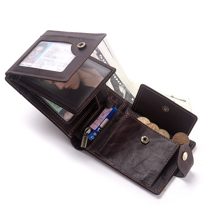 Billetera de Cuero Genuino para Hombre con Múltiples Compartimentos y Protección Antimagnética - Image 3