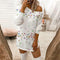 Vestido Estampado de Leopardo con Hombro Descubierto y Mangas Largas