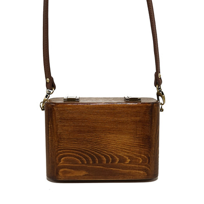 Bolso Mensajero Literario Retro de Madera con Doble Hebilla para Mujer - Image 15