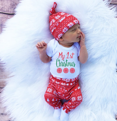 Conjunto de Tres Piezas Copo de Nieve Navideño para Niños