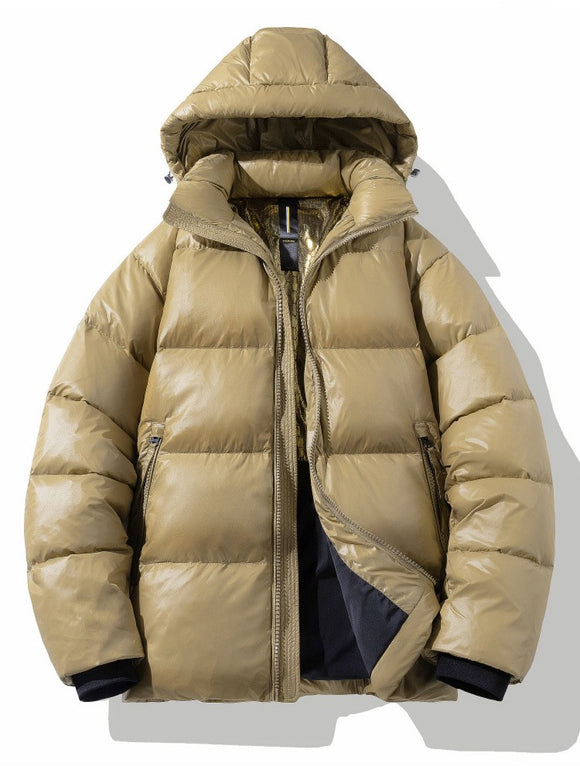 Chaqueta Corta Acolchada Brillante con Plumón de Pato