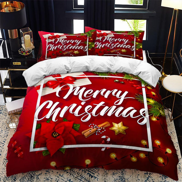 Juego de Cama Navideño Textil Hogar Impresión 3D Tres Piezas
