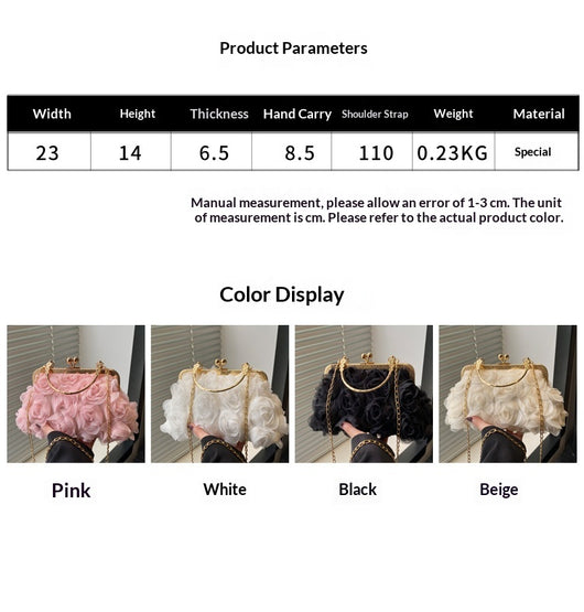 Bolso Elegante para Mujer con Patrón de Rosas y Detalle de Cadena - Image 9