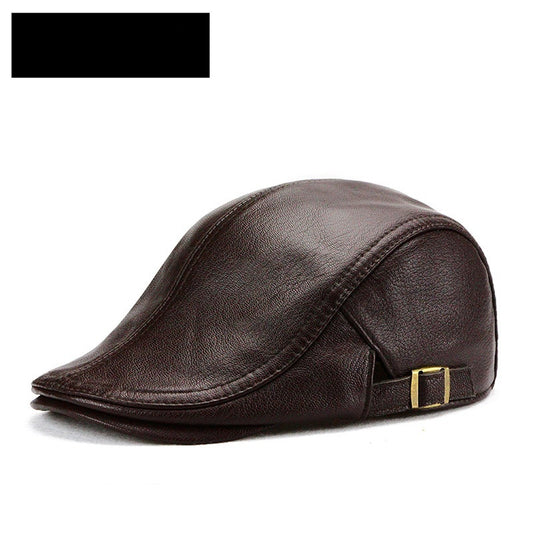 Gorra de Cuero Estilo Coreano Delgada para Otoño e Invierno - Caballeros Maduros - Image 2