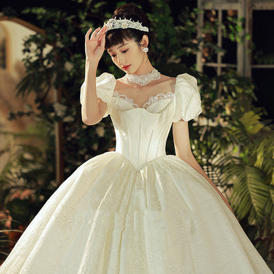 Vestido de Novia Vintage Francés de Satén Brillante - Image 11