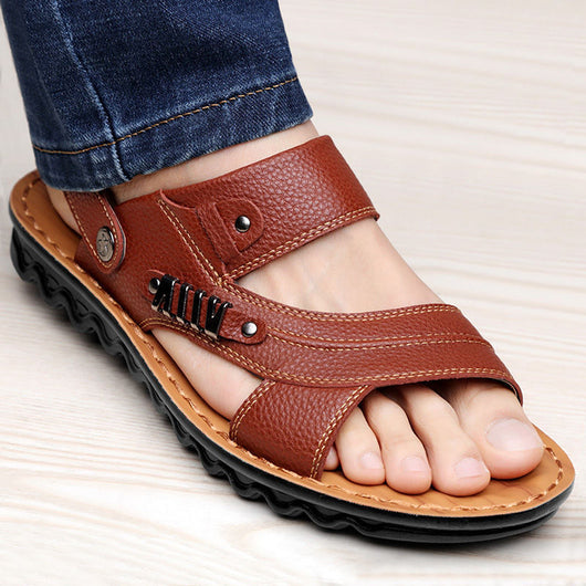 Sandalias Hombre Cuero Genuino Playa - Chanclas Antideslizantes Cómodas - Image 6
