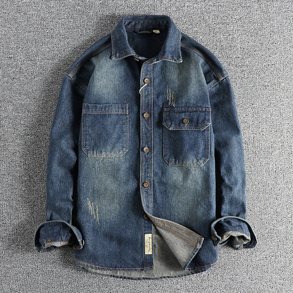 Camisa Vaquera Vintage Lavada para Hombre
