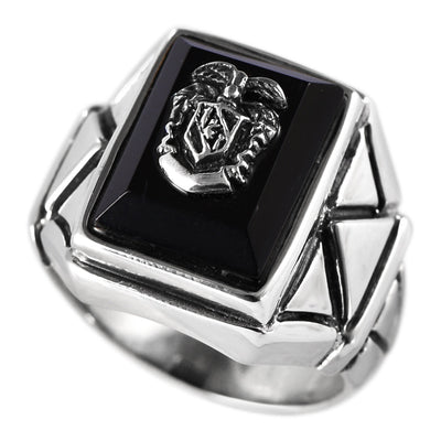 Anillo de Plata Ley 925 con Ágata Negra para Hombre - Diseño Dominante Azul Marino - Image 6