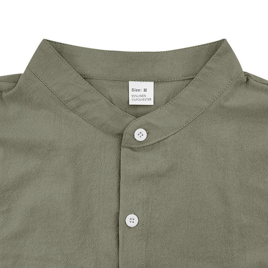 Traje de Lino Americano para Hombre - Dos Piezas Cuello Mao Playa Verano - Image 37