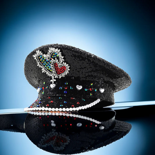 Gorra de Ala Ancha con Lentejuelas - Visor Diamond para Escenario y Presentaciones