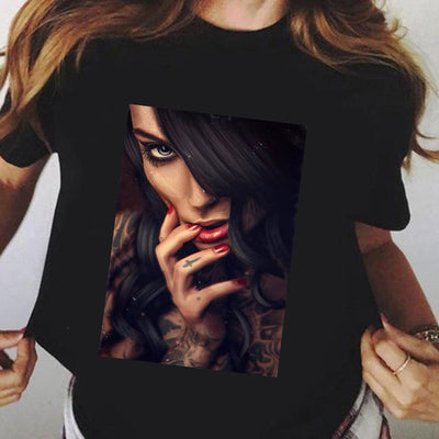 Camiseta Negra Talla Grande para Mujer - Manga Corta Verano - Image 13