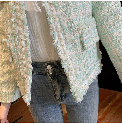 Blusa Corta de Manga Larga con Detalles de Abalorios Elegante - Image 8