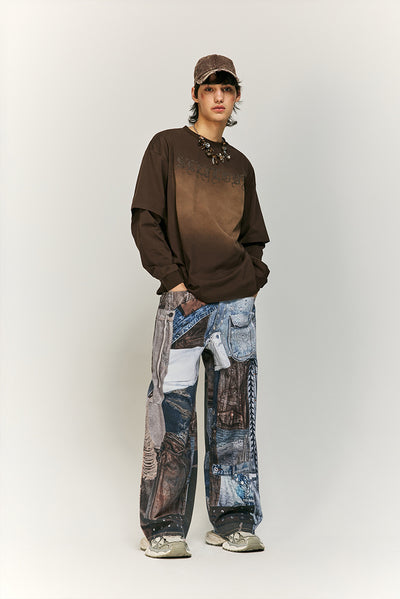 Jeans Vintage con Estampado Digital y Parches Estilo Urbano Americano - Image 16