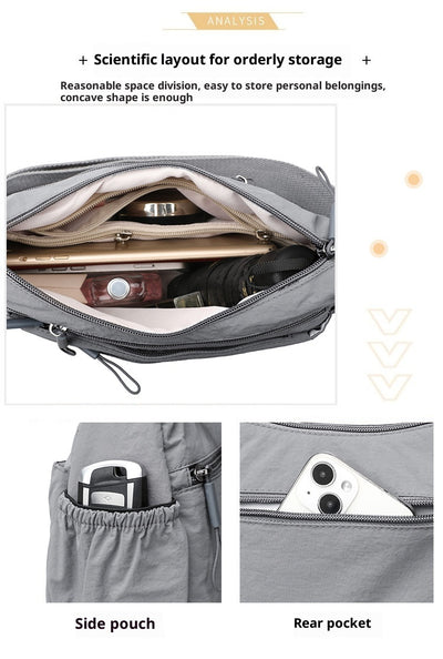 Bolsa Mensajera Casual Ligera Multicompartimento Diseño Simple - Image 17