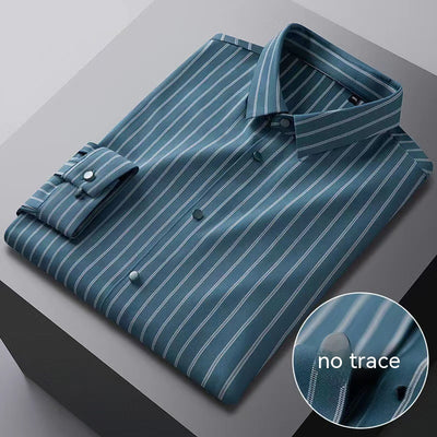 Camisa Elástica Sin Costuras con Rayas para Hombre - Image 18