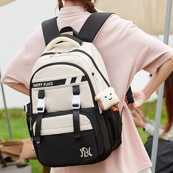 Mochila Escolar Preppy Minimalista Resistente a Manchas