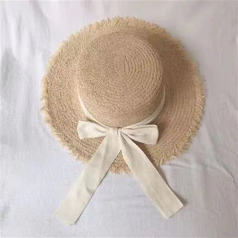 Sombrero de Rafia Elegante Japonés con Moño para Playa - Image 2