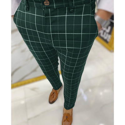 Pantalones de Vestir Casual a Cuadros para Hombre - Image 12