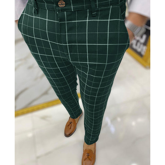 Pantalones de Vestir Casual a Cuadros para Hombre - Image 12