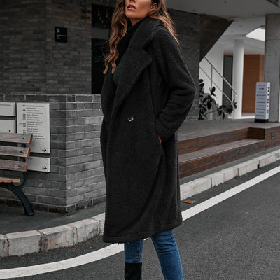 Chaqueta Cortaviento Elegante de Botón Simple - Abrigo Plush Mediano para Viajeros - Image 3
